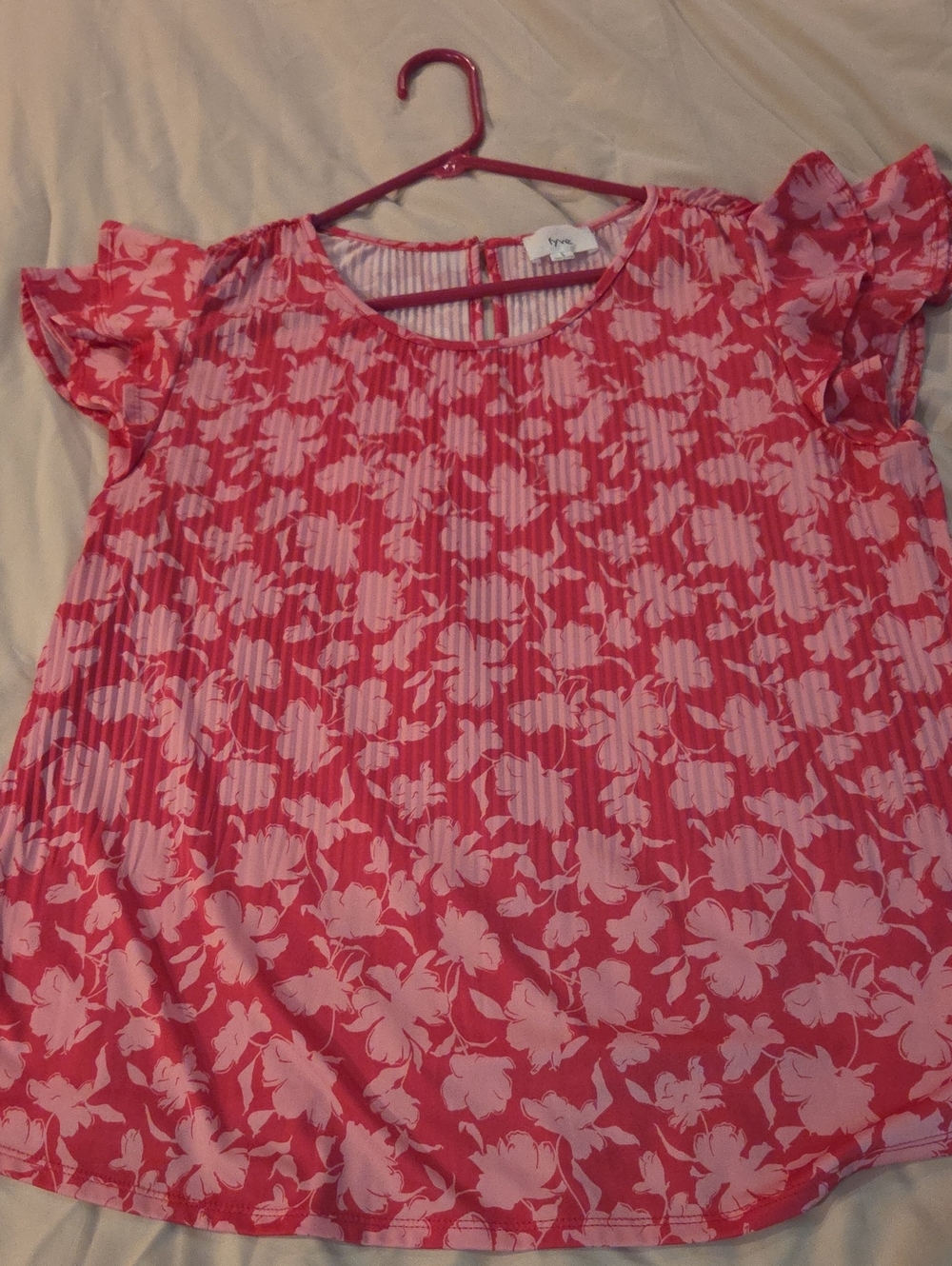 Women's Pink Floral Pleated Short-Sleeve Blouse